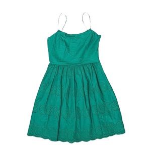 J Crew Dress Emerald Green Paisley Eyelet Lace Laser Cut 2 New